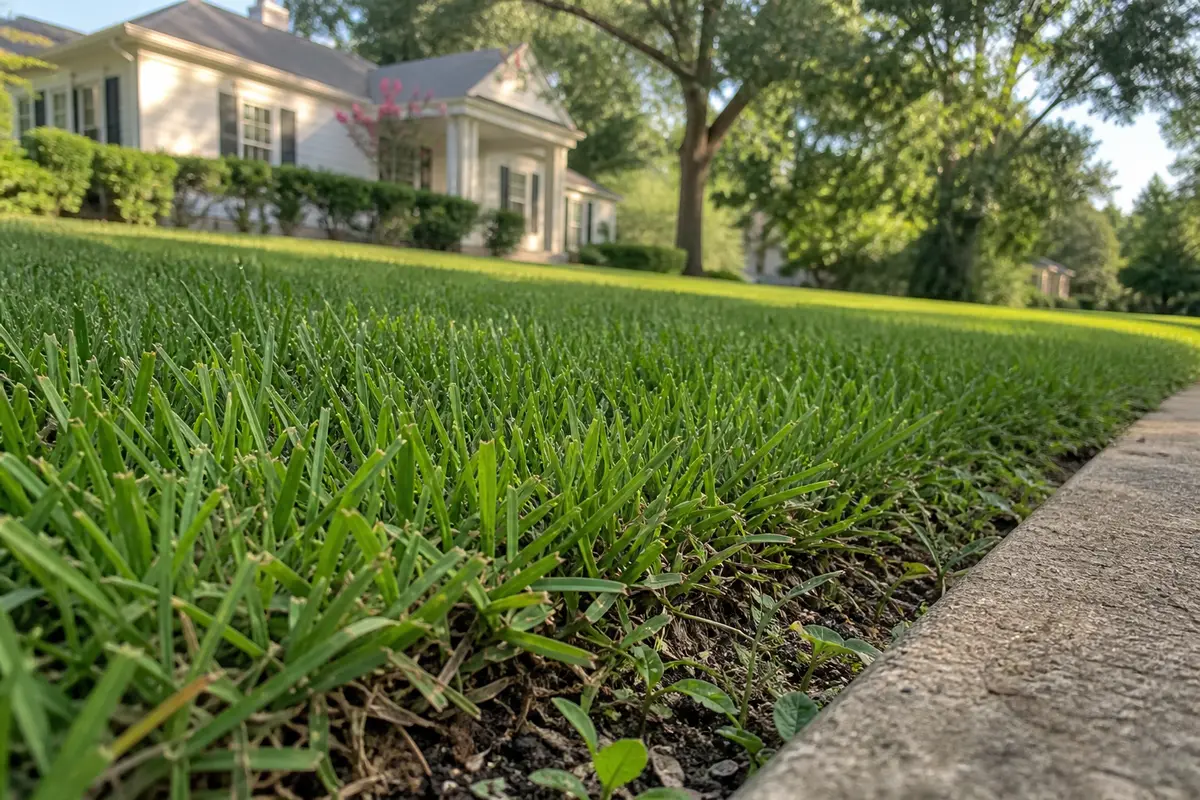 Healthy warm-season lawn at an Augusta, Georgia home in late summer